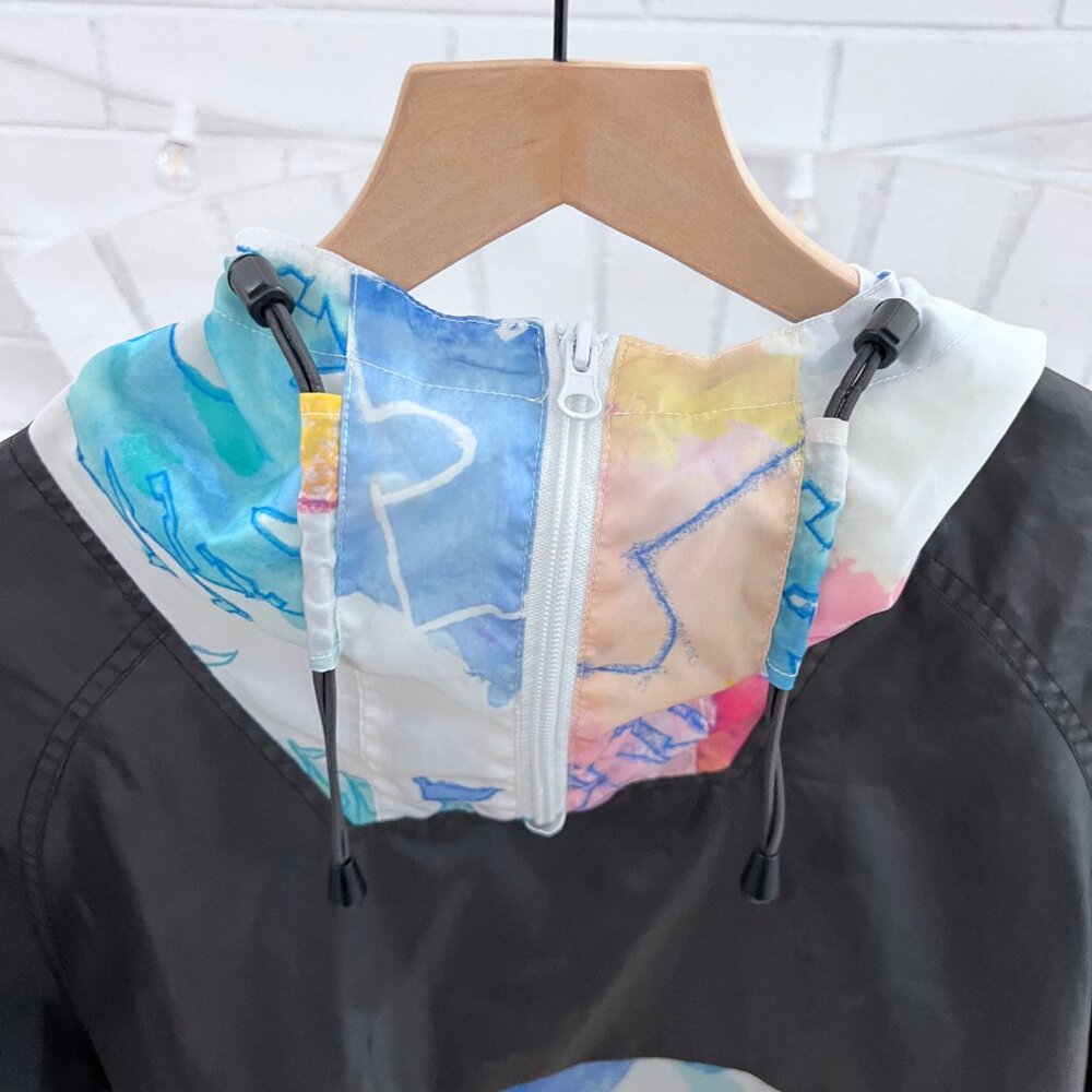 Disneyland Watercolor Logo Castle Hooded Quarter Zip Windbreaker Jacket. - Picture 3 of 8